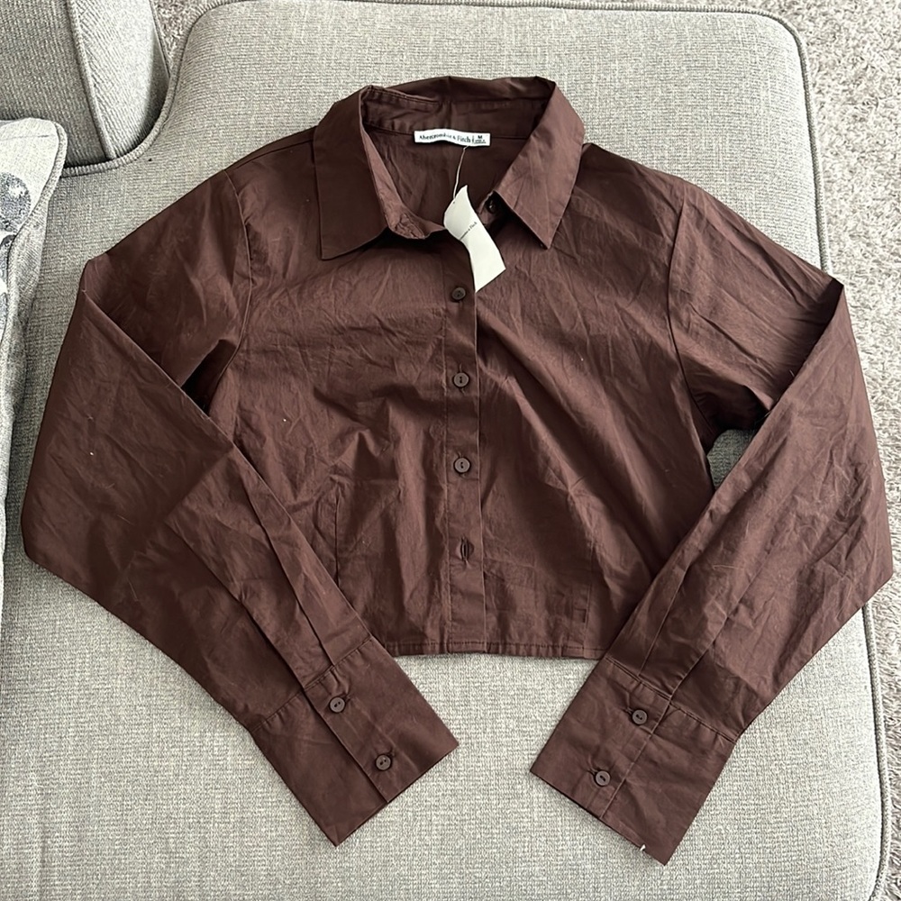 Abercrombie cropped button down shirt
